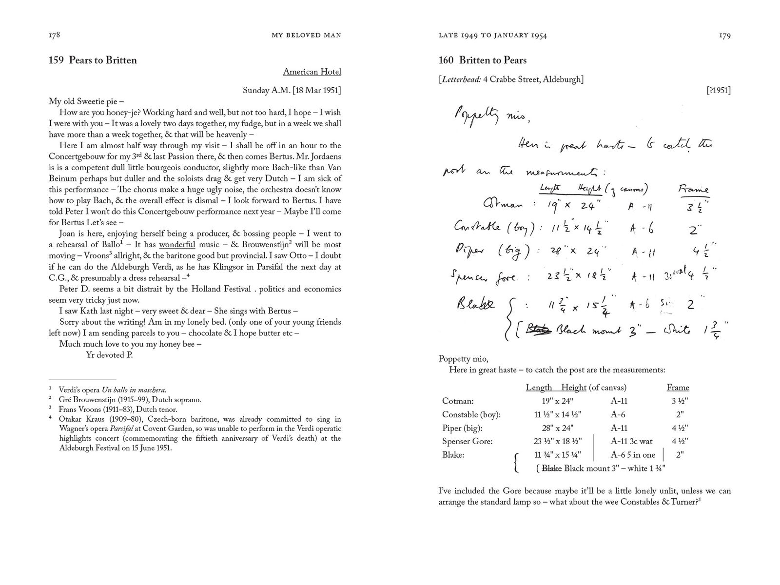 Sample spread from My Beloved Man: The Letters of Benjamin Britten and Peter Pears