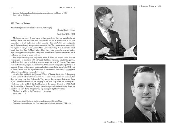 Sample spread from My Beloved Man: The Letters of Benjamin Britten and Peter Pears