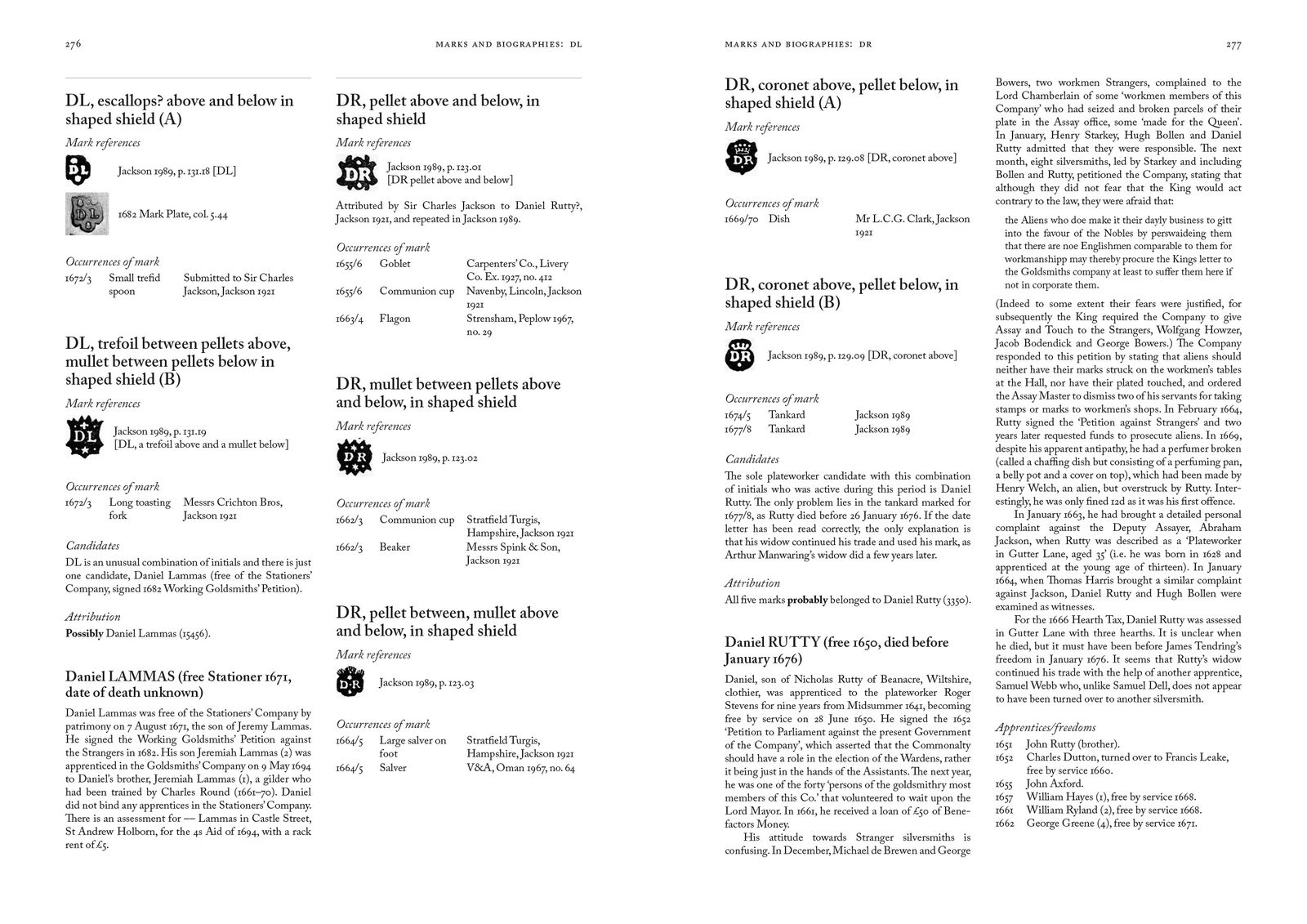 Sample spread from Silversmiths in Elizabethan and Stuart London: Their Lives and Their Marks