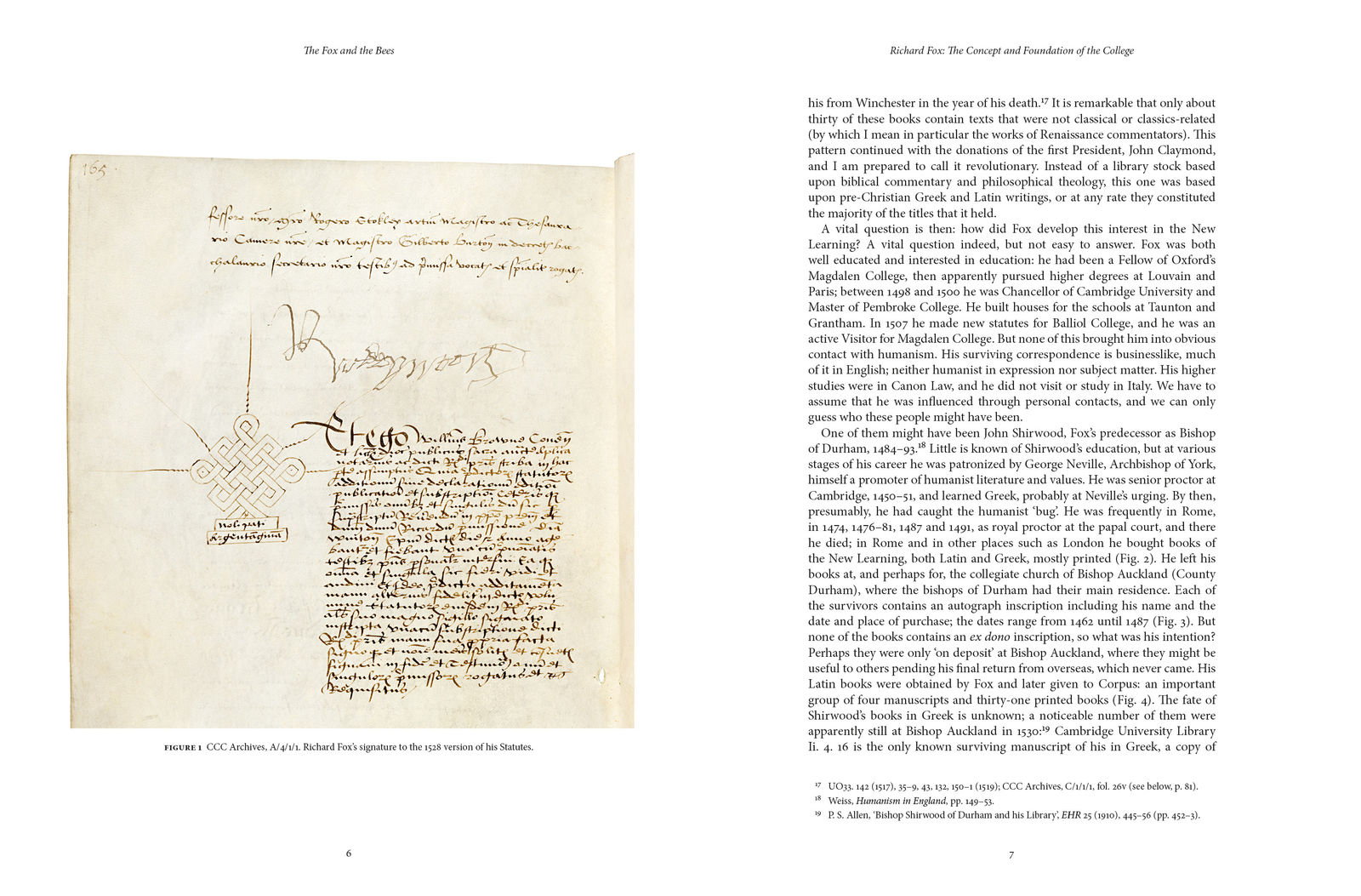 Sample spread from The Fox and the Bees: The Early Library of Corpus Christi College, Oxford