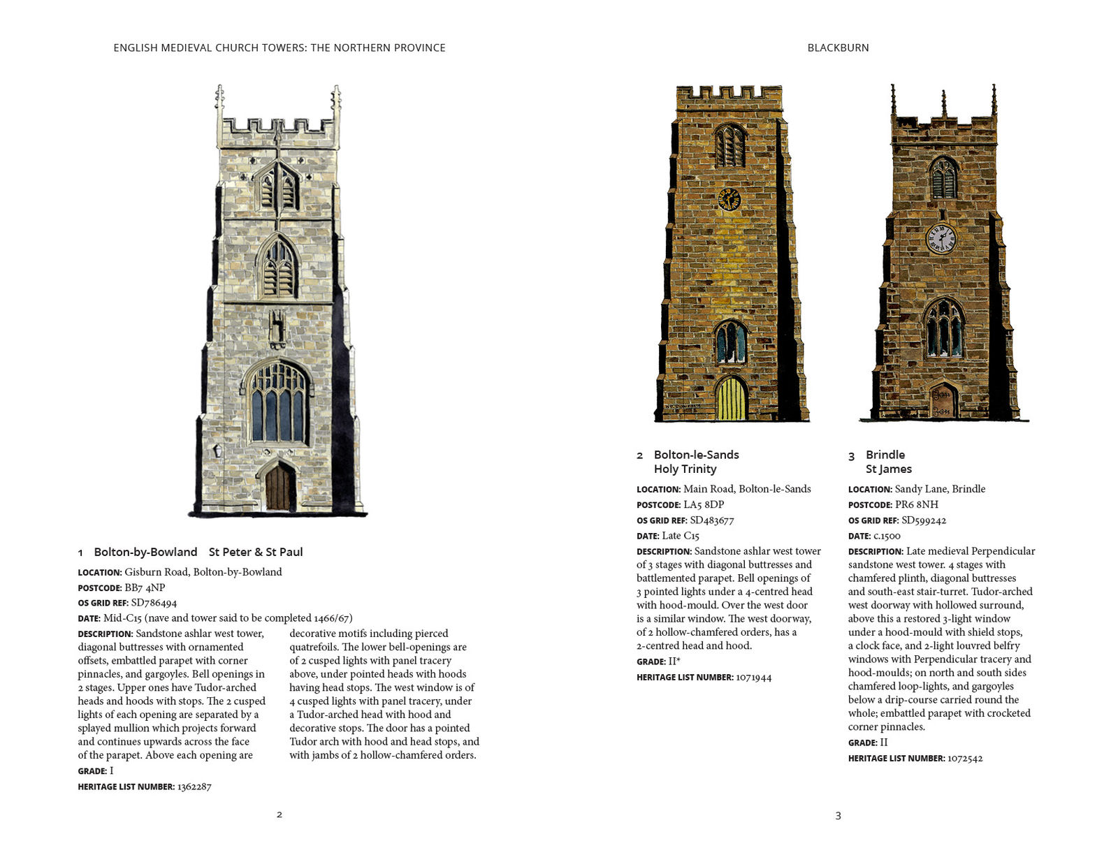 Sample spread from English Medieval Church Towers: The Northern Province