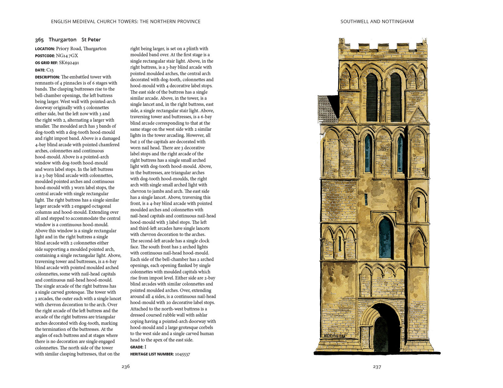 Sample spread from English Medieval Church Towers: The Northern Province