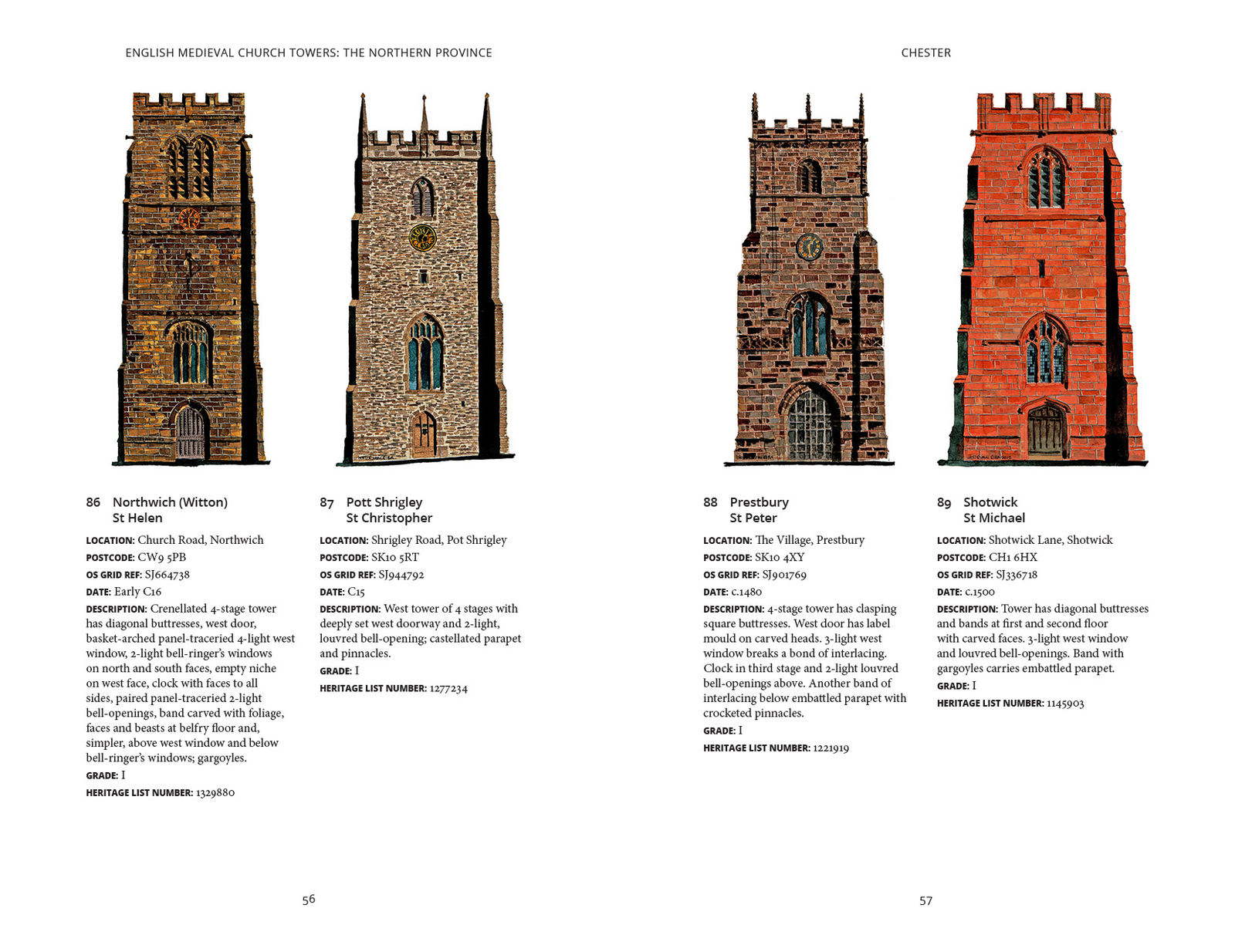 Sample spread from English Medieval Church Towers: The Northern Province